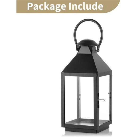 NUPTIO Black Metal Candle Lantern Hanging Table Decor Outdoor Centerpiece - Picture 6 of 7